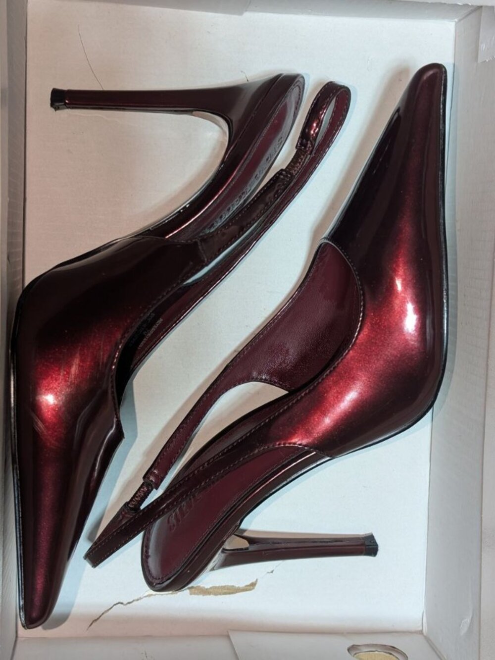 Steve Madden Reyes Pointy Slingback Pumps Cherry Pearl US Size 7 - Picture 12 of 16